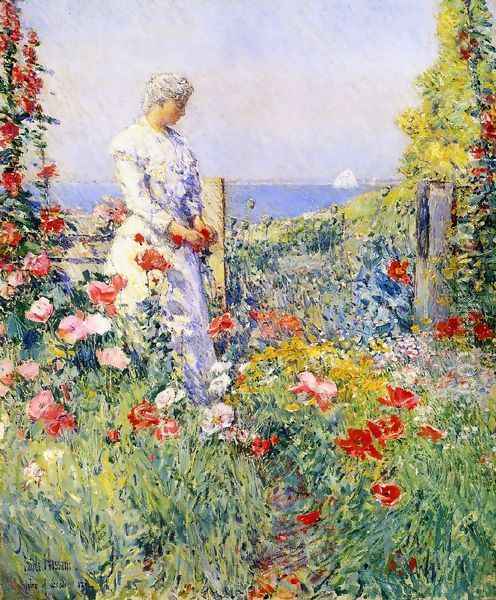 In the Garden Oil Painting - Childe Hassam