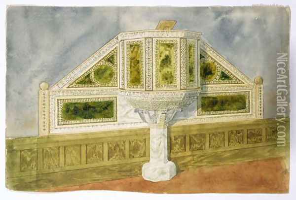 Design for a marble pulpit Oil Painting - Louis Comfort Tiffany