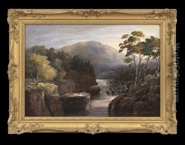 Mountainous Brook Landscape Oil Painting - George Jones