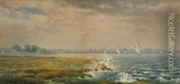 Sailing In New York Harbor Oil Painting - Robert J. Pattison