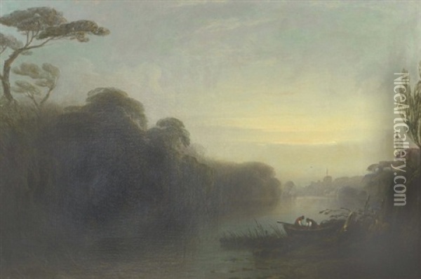 Windsor Castle At Sunset From The River Oil Painting - Samuel Bough