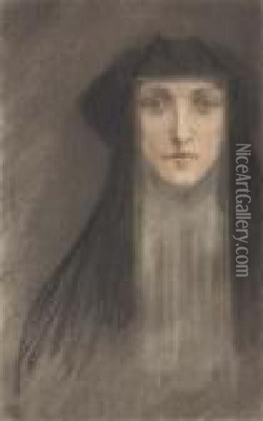 L'amour Supreme: Portrait D'une Nonne Oil Painting - Armand Rassenfosse