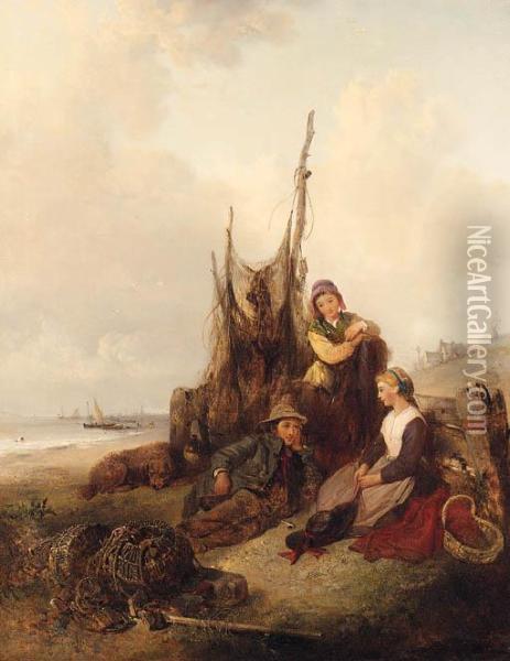 Fisherman's Tale Oil Painting - Edward Robert Smythe