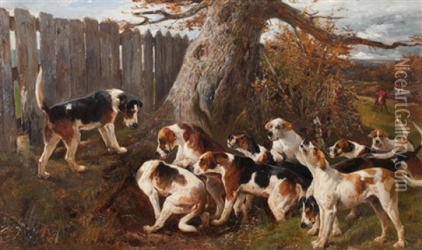 Hunting Hounds Oil Painting - John Sargent Noble