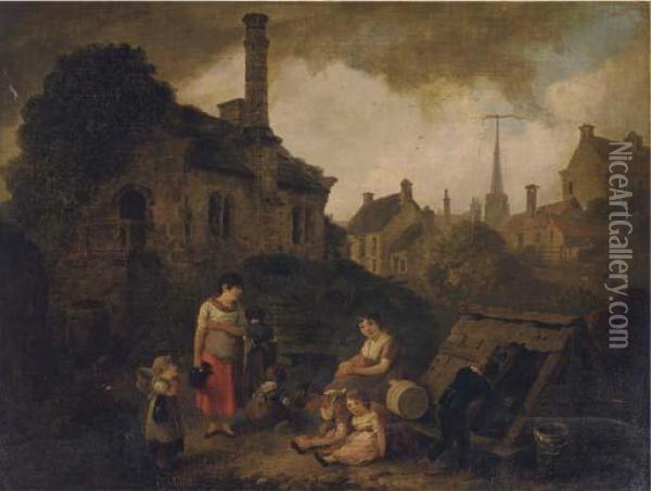 The Old Mill Oil Painting - Julius Caesar Ibbetson