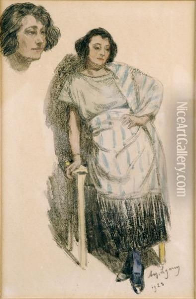 [portrait De Femme] (date 1928) Oil Painting - Amedee Ernest Lynen