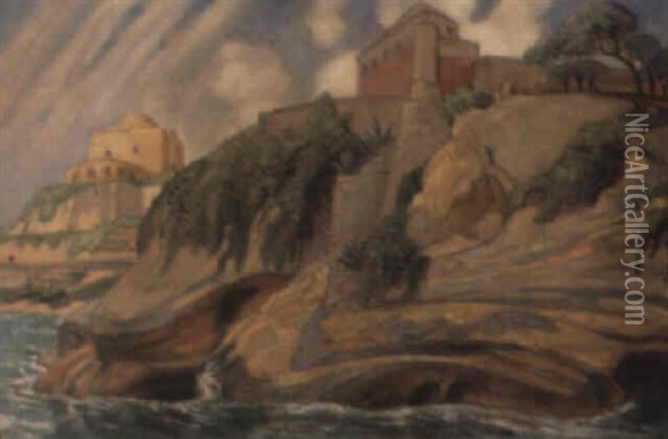 Kuste Bei Neapel Oil Painting - Ludwig Von Hofmann
