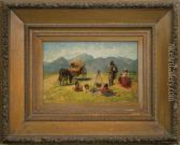 Resting Gypsies Oil Painting - Franciszek Streitt