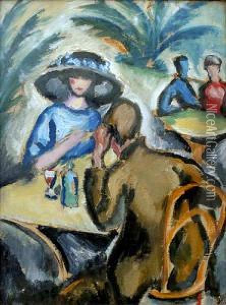 By The Table Oil Painting - Josef Capek