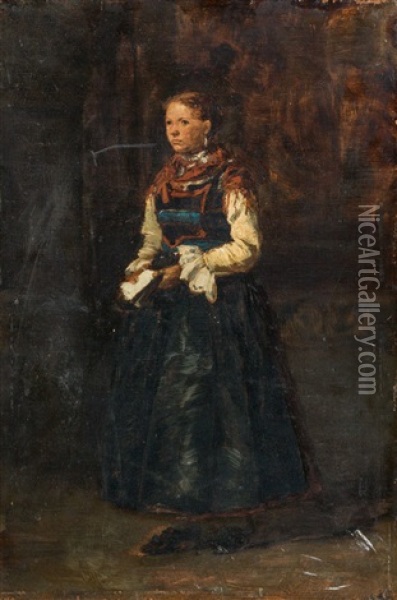Bildnis Einer Frau In Tracht Oil Painting - Gyula Agghazy