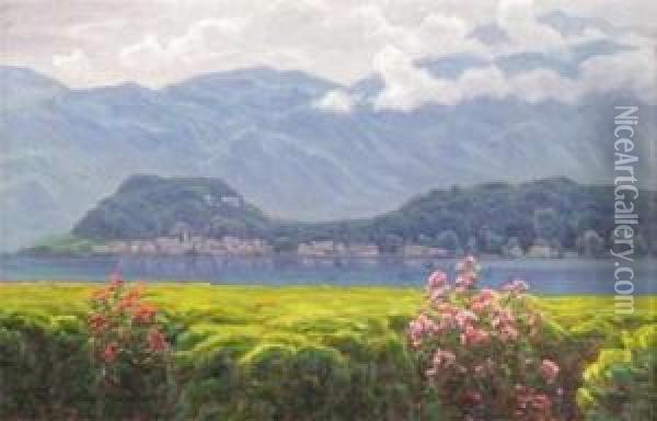 View Of Como And Bellagio Oil Painting - Henrik Gamst Jespersen