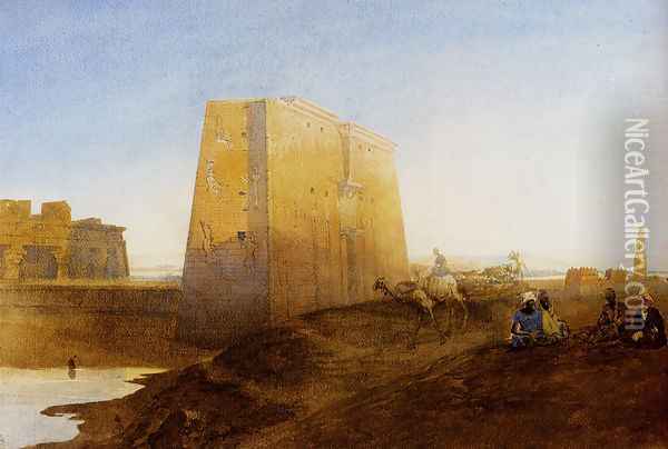 Arabs By The Ruins At Luxor Oil Painting - William Edward Dighton