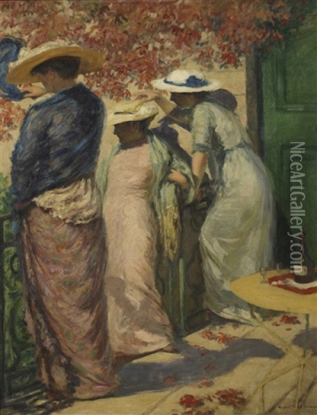 Sous Le Prunier Rouge (under The Red Plum Tree) Oil Painting - Rupert Bunny