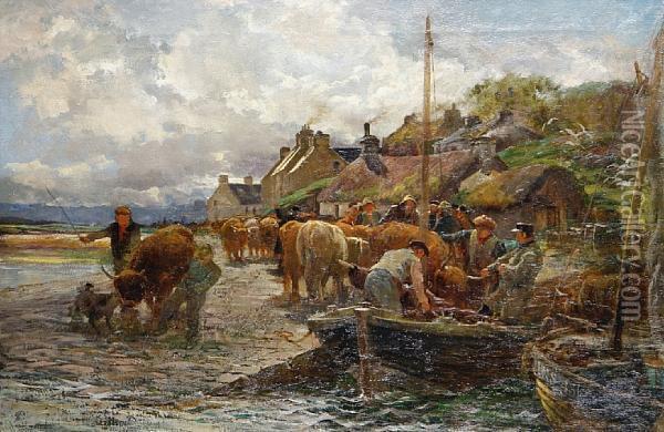Loading The Cattle, Isle Of Skye Oil Painting - Charles James Adams