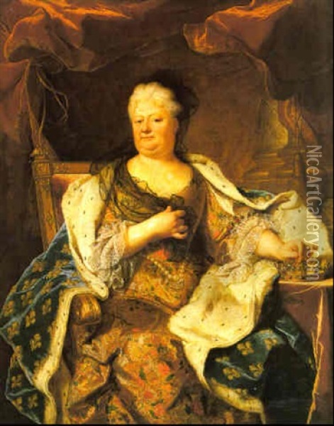 Portrait D'elisabeth-charlotte De Baviere, Dite La Princesse Palatine, Duchesse D'orleans Oil Painting - Hyacinthe Rigaud