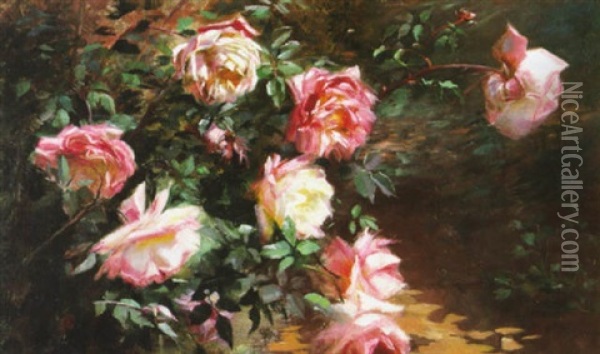Roses In Sunlight Oil Painting - Fannie Eliza Duvall
