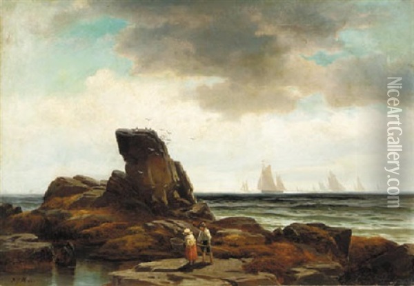 Crabbing Along The Shore Oil Painting - Edward Moran