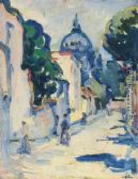 Figures In A Street, Montmartre Oil Painting - Samuel John Peploe