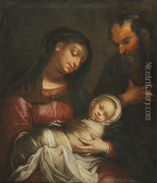 Die Heilige Familie Oil Painting - Georg Anton Abraham Urlaub