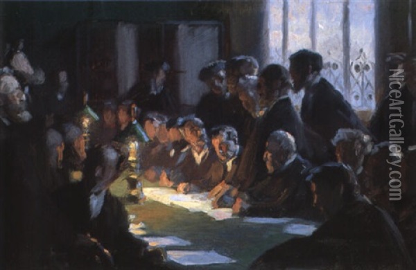 Komiteen For Den Franske Kunstudstilling I Kjobenhavn 1888 Oil Painting - Peder Severin Kroyer