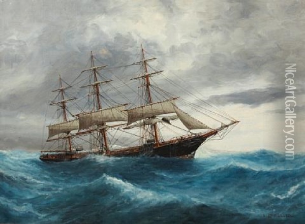 A Ship At Sea Oil Painting - Luca Papaluca