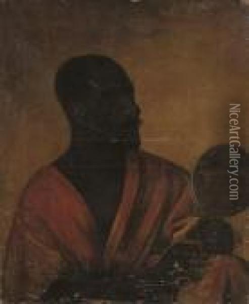 A Moor Holding A Mirror Oil Painting - Mariano Jose Maria Bernardo Fortuny y Carbo