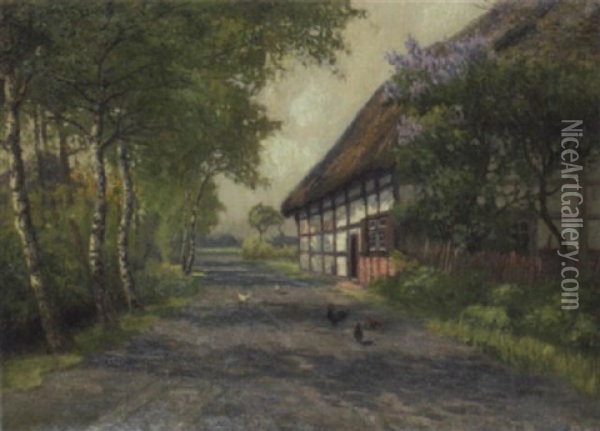 Niedersachsisches Bauernhaus Im Mai Oil Painting - Robert Stratmann