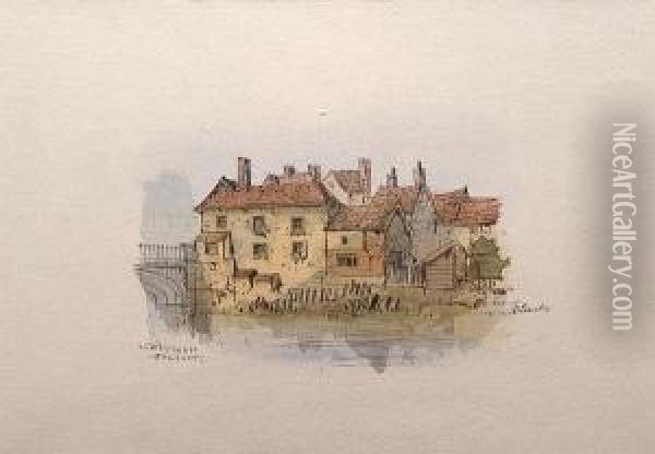 An Album Of Watercolours Of Ipswich Buildings And Various Local Scenes Oil Painting - Edward Charles Halle