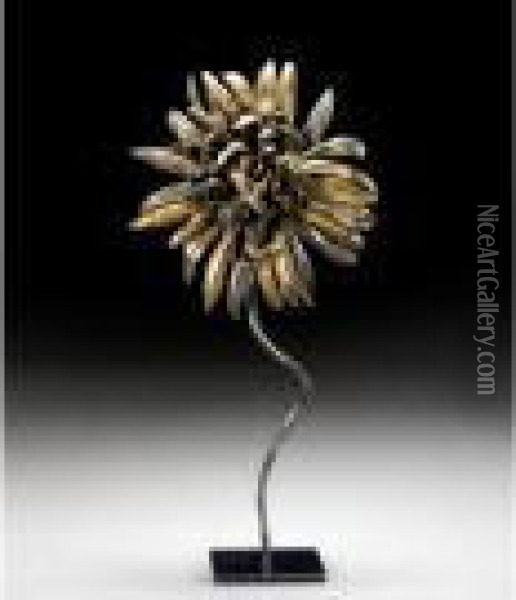 Fleur (chrysanteme) Oil Painting - Julio Gonzalez