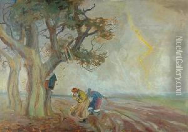 Przed Kapliczka Oil Painting - Stanislaw Paciorek