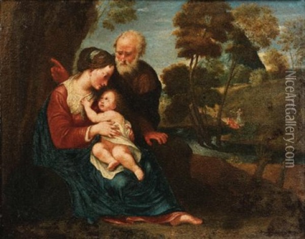 Le Repos De La Sainte Famille Oil Painting - Pasquale de' Rossi
