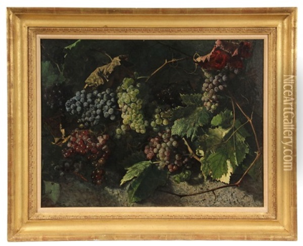 Still Life With Grapes Oil Painting - William Mason Brown