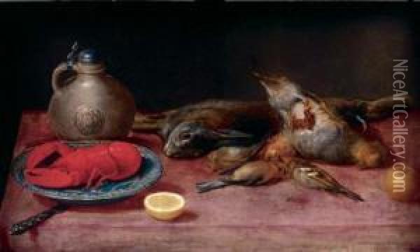 Nature Morte Au Homard Et Au Gibier Oil Painting - Alexander Adriaenssen