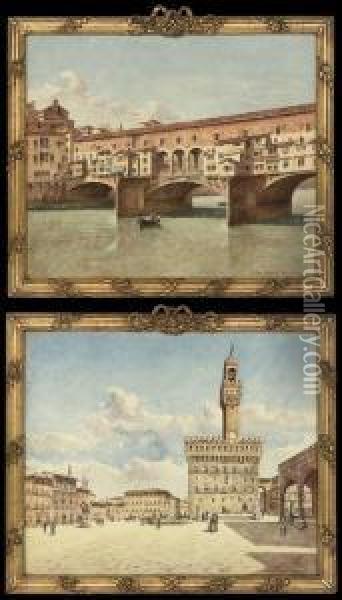 The Ponte Vecchio, Florence Oil Painting - Frans Vervloet