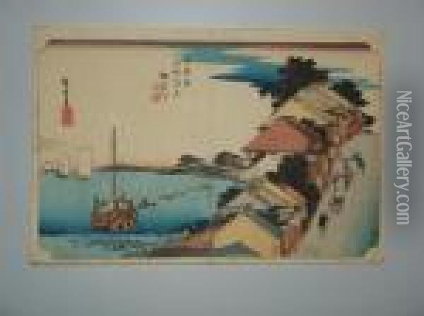 La Rue Principale De Kanagawa Oil Painting - Utagawa or Ando Hiroshige