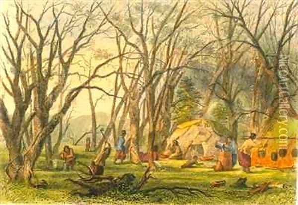 Indian Sugar Camp Oil Painting - Eastman, Captain Seth