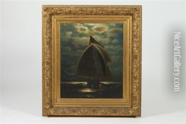 Sailboat At Night Oil Painting - James Gale Tyler