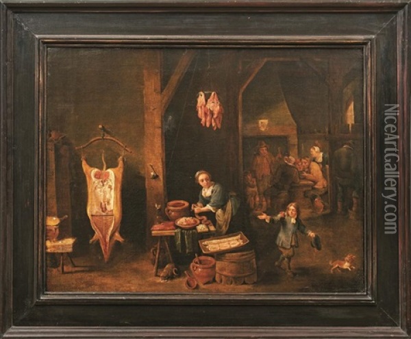 Das Wurstmachen Oil Painting - Matheus van Helmont