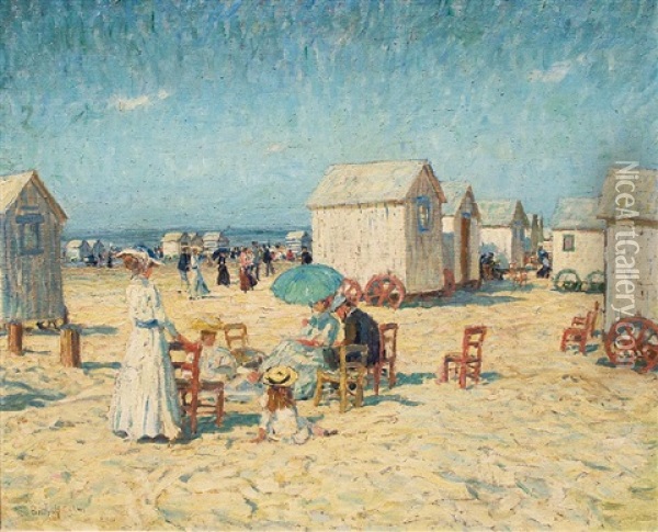 Sommerliches Strandleben Oil Painting - Ernst Bischoff-Culm