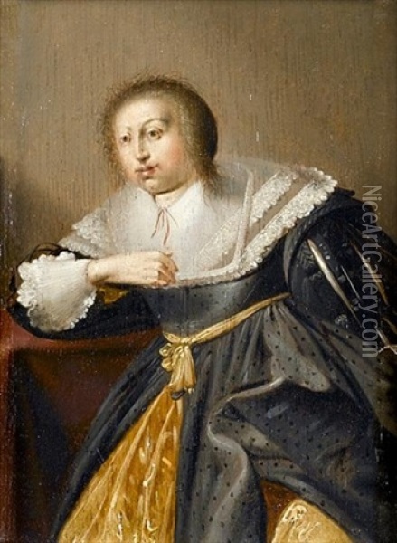 A Lady Seated At A Table Oil Painting - Pieter Jacobs Codde