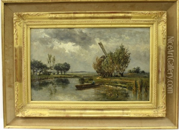 Avant L'orage, Vue Prise A Abcoude Pres Amsterdam (hollande) Oil Painting - Paul Joseph Constantin Gabriel