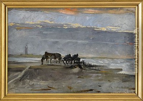 Aftonstamning Over Kusten Oil Painting - Gustaf-Oskar Bjoerk