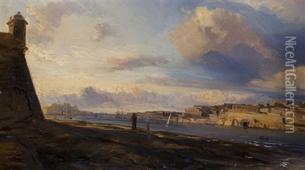 La Valetta Auf Malta Oil Painting - Baron Jean Antoine Theodore Gudin