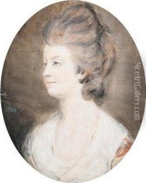Portrait Of A Lady, Thought To Be Lucy Skeffington Oil Painting - Hugh Douglas Hamilton