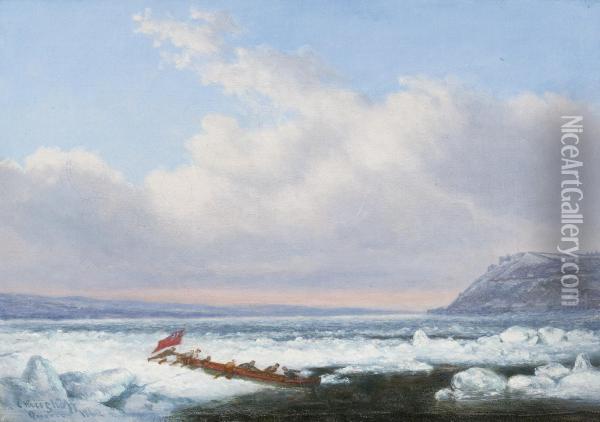 Crossing The St. Lawrence Oil Painting - Cornelius Krieghoff