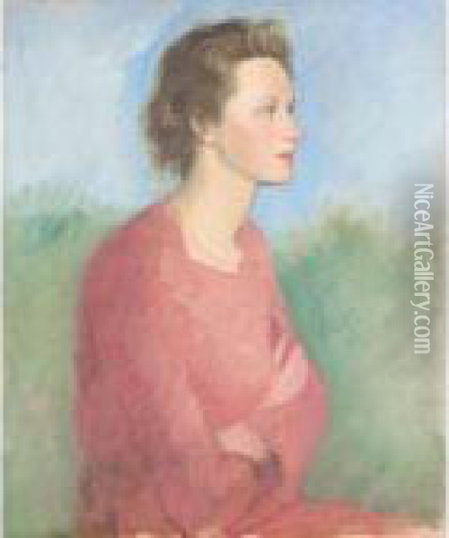 Portrait Of Joan Waters Oil Painting - William Rothenstein