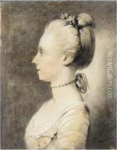 Profile Portrait Of A Young Woman, Bust Length Oil Painting - Francois-Bernard Lepicie