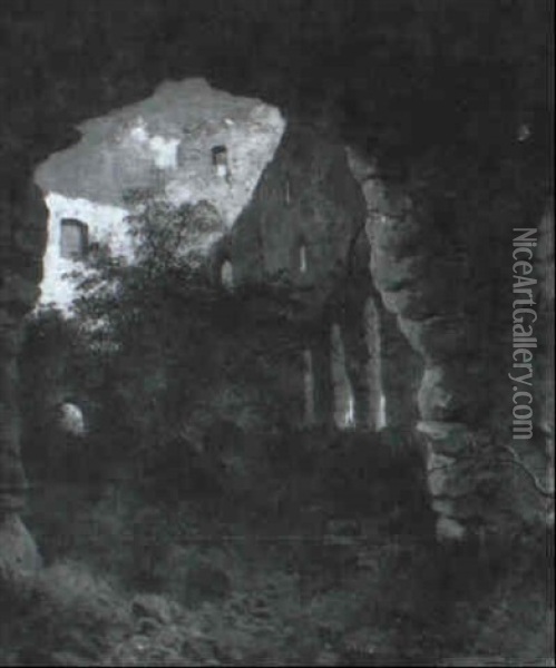Ansicht Der Ruine Araburg Oil Painting - Ludwig Georg Eduard Halauska