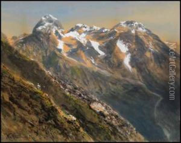 Mountain View Oil Painting - Marmaduke Matthews
