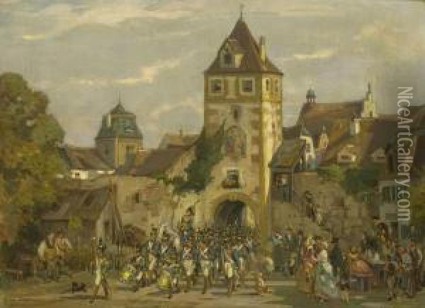Auszug Der Soldaten Aus Der Stadt Oil Painting - Hermann Stockmann